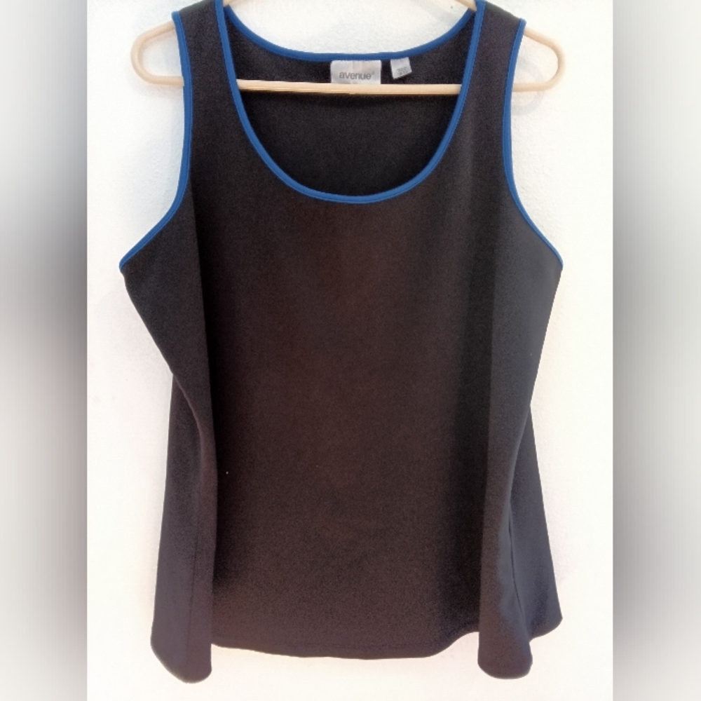 Avenue Black Tank Top with Blue Trim